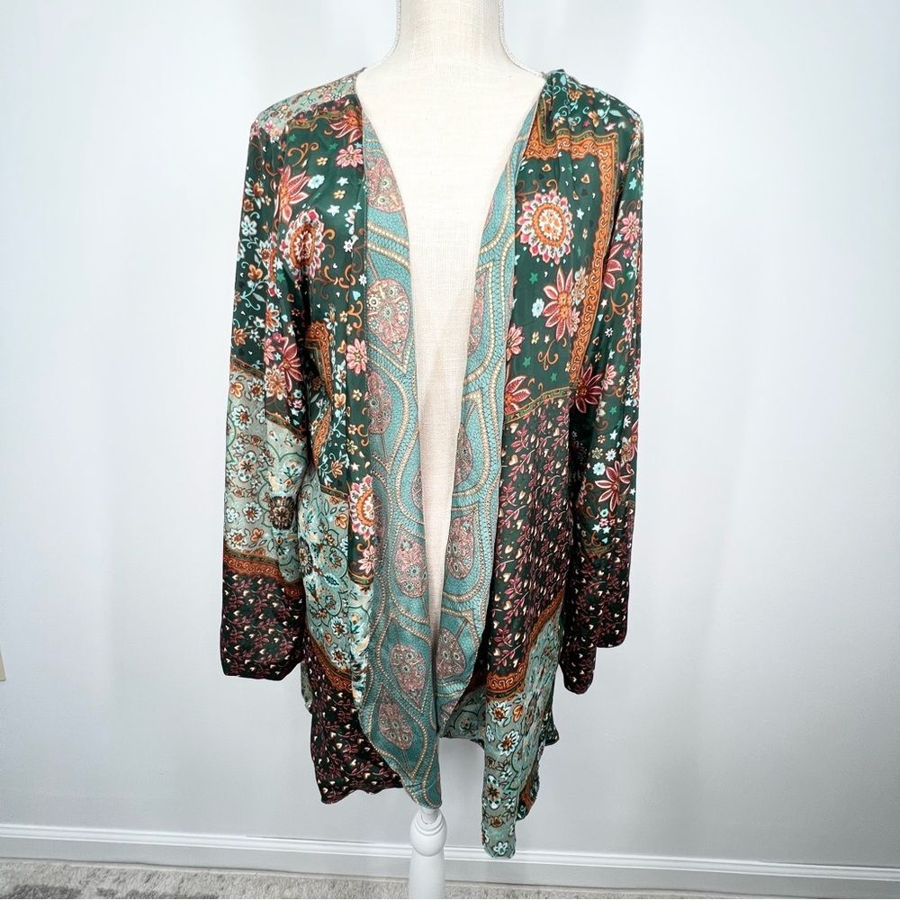 NWT Earthbound Trading Co. Reversible Bohemian Open Front Kimono M/L